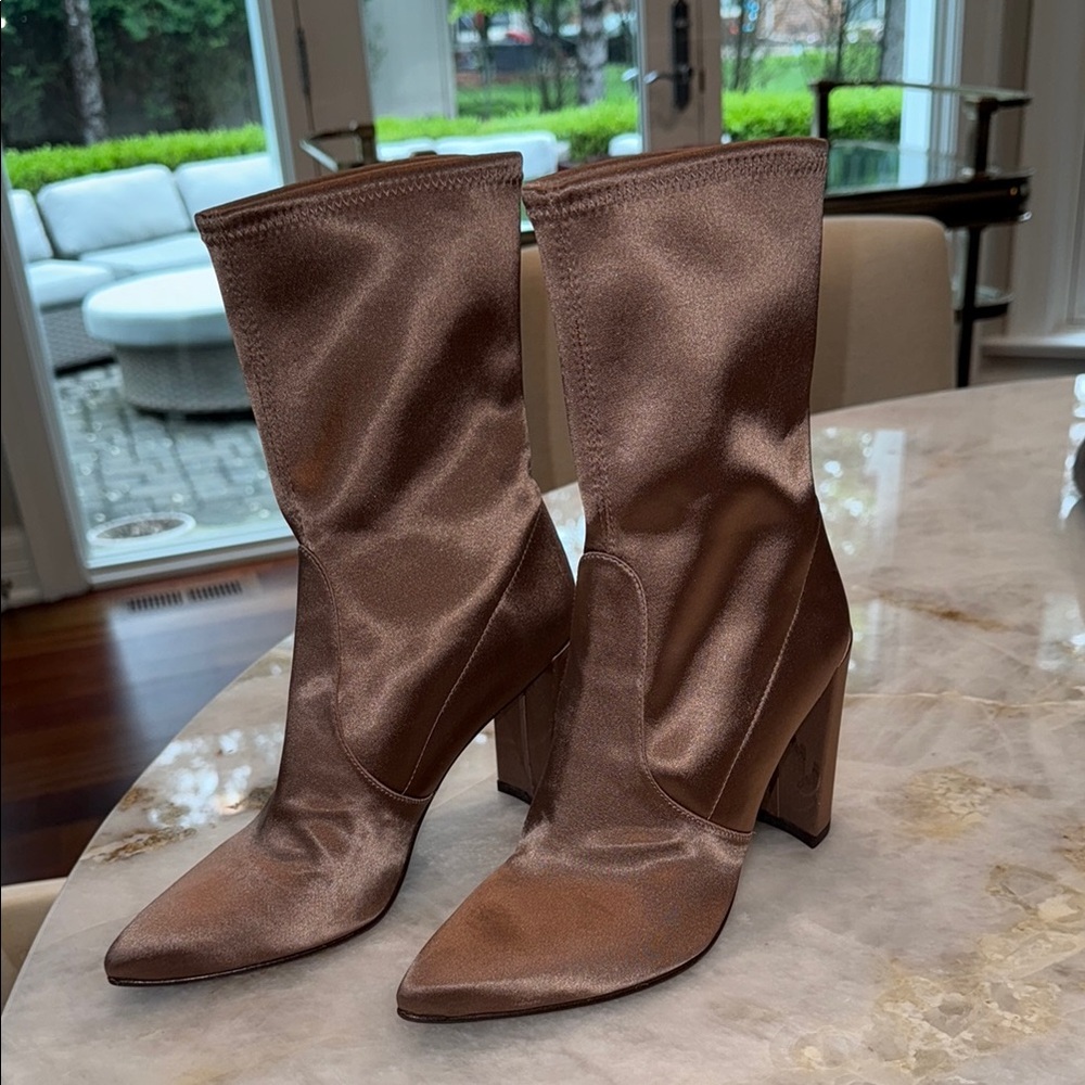 Stuart Weitzman Brown Heeled Boots with Sleek Design